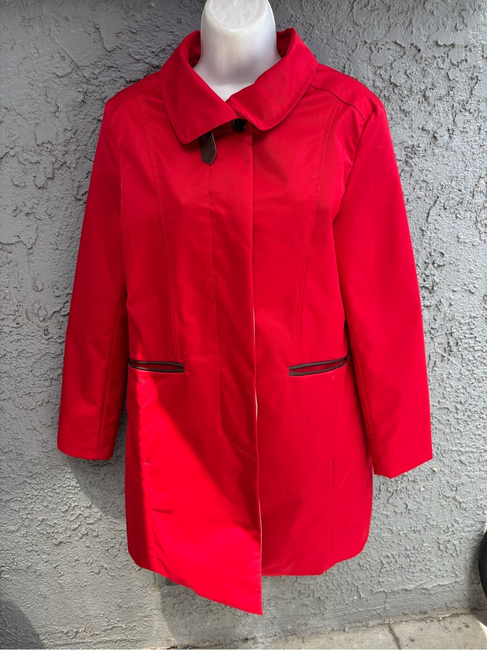 Cole Haan Vibrant Red Single-Breasted Trench Coat